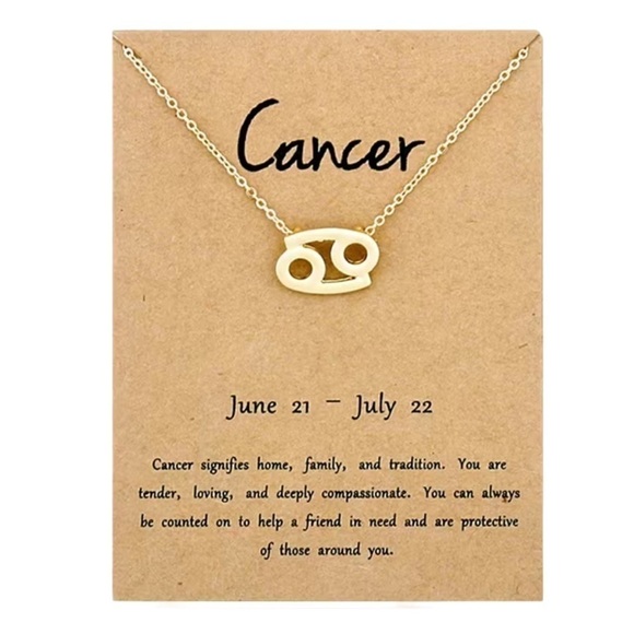 CANCER Zodiac Symbol Gold Necklace - Picture 1 of 1